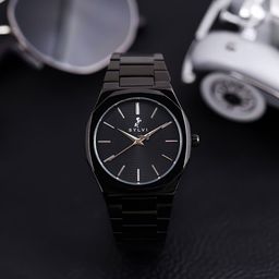 Sylvi Men Patterned Dial & Stainless Steel Straps Analogue Watch SPTOR-Black-Black-10