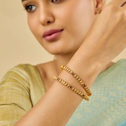 Kushal's Fashion Jewellery Set Of 2 Gold-Plated Ethnic Antique Bangles-picture-15