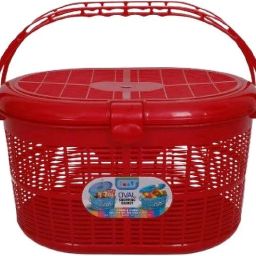 Plastic Multipurpose Plastic Storage Basket with Lid & Handle for Home Use Storage Basket-image-16