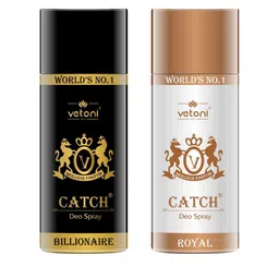 VETONI Set Of 2 Billionaire & Royal Catch Deodorant Body Spray- 165 ml Each-52