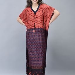 Noty Women Everyday Polka Dot Printed Kaftan Nightdress-image-40
