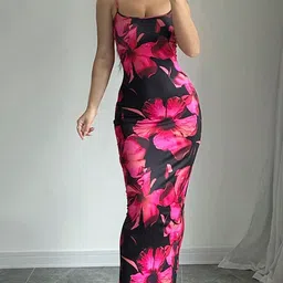 BAESD Women Floral Printed Sleeveless Bodycon Dress-image-60
