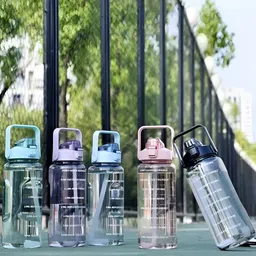 ReeQ Pink & White Typography Printed Sipper Water Bottle-2 L image 4