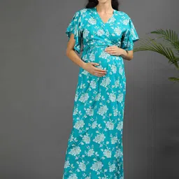 GOLDSTROMS Floral Print Flutter Sleeve Maternity Maxi Dress-picture-10