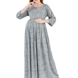 LOVELY MOM'S Women Keyhole Neck Maternity Fit and Flare Maxi Dress-image-96