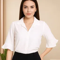 Style Quotient Women Shirt Collar Bell Sleeve Top-image-26