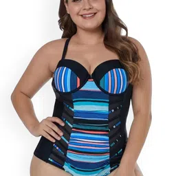 ANGEL CROSHET Striped Block One Piece Swimsuit-image-15