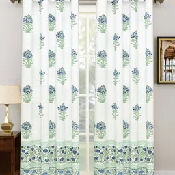 BLOCKS OF INDIA Blue & White Set of 2 Ethnic Motifs Door Curtain-90