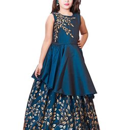 Wommaniya Impex Embellished Embroidered Satin Fit & Flare Maxi Dress-image-51