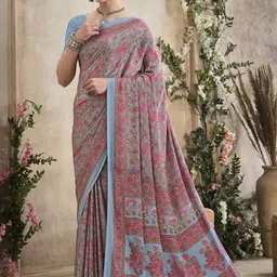 Anouk Rustic Floral Poly Crepe Bagru Saree-picture-25