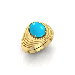 todani jems 9.25 Ratti Turquoise Stone Original Certified Firoja Gemstone Gold Plated | Adjustable Ring-picture-39