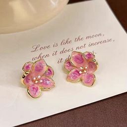Krelin Gold-Plated Enamel Floral Studs-image-62