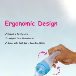 Adore Mr.Bear Baby Premium Silicon Squeeze Feeder with Cap & Storage Case- 100 ml- Blue image 2