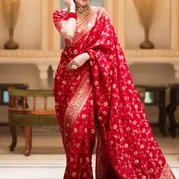 DIVASTRI Woven Design Zari Pure Silk Designer Banarasi Saree-image-97