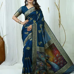 V3 FASHION STUDIO Ethnic Motifs Zari Art Silk Banarasi Saree-picture-31