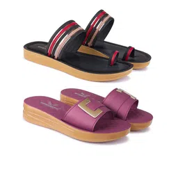 BERSACHE Women Pack Of 2 One Toe Flats-picture-17