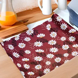 Aura Red & White Floral Printed Water Resistant Shelf Liner Organiser-19