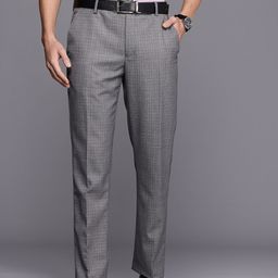 Louis Philippe Men Checked Slim Fit Formal Trousers-picture-31