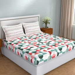 STELLAR HOME Lilly Red & White 104 TC Cotton Queen Bedsheet Set 2.24 m x 2.74 m-picture-31