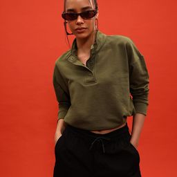 DressBerry Olive Allure Drop-Shoulder Relaxed Sweatshirt-image-4