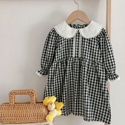 LULU & SKY Checked Peter Pan Collar A-Line Dress-image-76