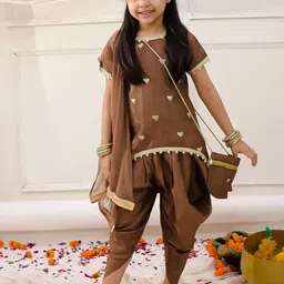 KID1 Girls Floral Embroidered Regular Kurti with Dhoti Pants & With Dupatta-picture-5