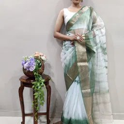 Rangtulika Ethnics Colourblocked Zari Organza Saree-image-26