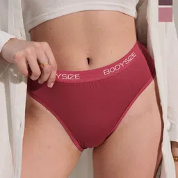 BODYSIZE Women's Mid-Waist Hipster Polyester Lycra Panty Pack Of 3 AN37-ON-RH-PK-PO3-S-image-8