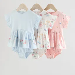NEXT Set of 3 Infant Girls Pure Cotton Floral Print Layered Bodysuit-picture-30