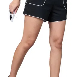 Solid Women Black Basic Shorts-image-57