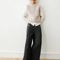 Mango Kids Girls Textured Cotton Parallel Trousers-picture-17