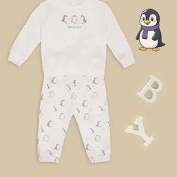 Pantaloons Baby Girls Printed Round Neck Pure Cotton T-shirt & Pyjamas-picture-35