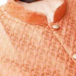 SOJANYA Men Black & Peach-Coloured Solid Kurta with Churidar & Nehru Jacket image 2