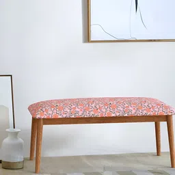 Chumbak Orange Coloured & Pink Jodhpur Bench - Earthy Florals Peach Lounge Chair-1