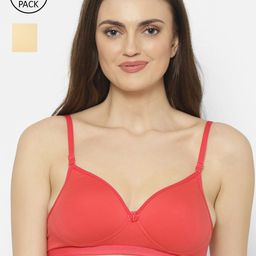 Floret Red & Beige Pack of 2 Bra Lightly Padded-50