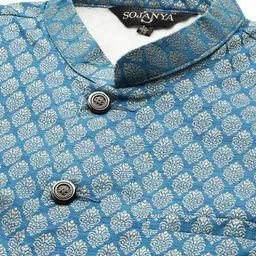 SOJANYA Mandarin Collar Regular Kurta With Churidar & With Nehru Jacket image 2
