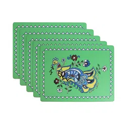 Nivasam Green 5 Pieces Peacock Printed Rectangle Table Placemats image 3