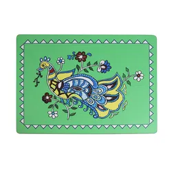 Nivasam Green 5 Pieces Peacock Printed Rectangle Table Placemats image 4