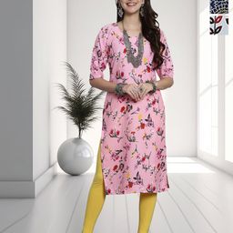 HERE&NOW Selection Of 3 Floral Printed Round Neck Straight Kurtas-image-85