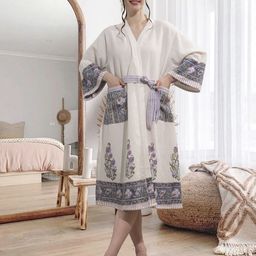 HotGown Block Printed Cotton Bath Robe-4