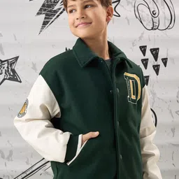 max Boys Polyester Crop Bomber with Patchwork Jacket-picture-6