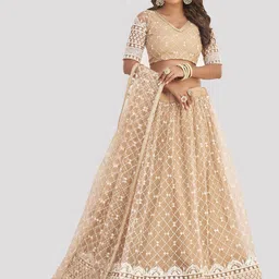 DIVASTRI Embellished Thread Work Semi-Stitched Lehenga & Unstitched Blouse With Dupatta-6
