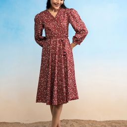 DressBerry Women Floral Printed Puff Sleeve Fit & Flare Dress-image-73