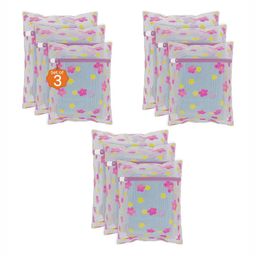 Aura 9-Pcs Pink Printed Reusable Mesh Laundry Bags With Zip-15