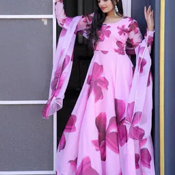 Jash Creation Floral Print Crepe Fit & Flare Maxi Dress-picture-30