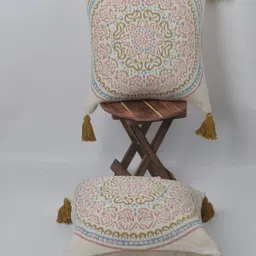 The Gharnish Pink & Beige 2 Pieces Ethnic Motifs floral Printed Square Cushion Covers-image-32