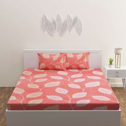 HAPPY HUES Maroon & White 180 TC King Bedsheet with 2 Pillow Covers-image-63