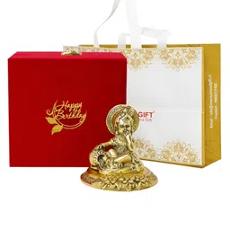 INTERNATIONAL GIFT Yellow Textured Laddu Gopal Showpiece With Best Wishes Tag & Velvet Box-image-45