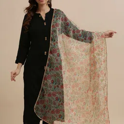 Dupatta Bazaar Printed Organza Dupatta with Thread Work image 1