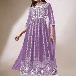 Shree Ramkrishna Fab Ethnic Motifs Embroidered Georgette Anarkali Kurta With Dupatta-picture-53